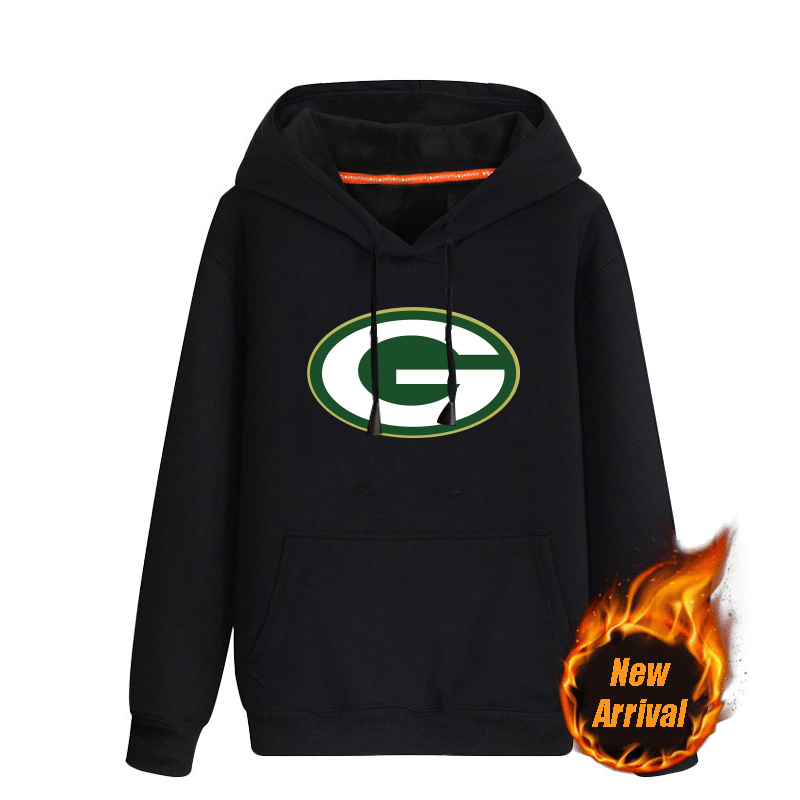 Men's Green Bay Packers Black 70％cotton 30％polyester Cashmere Thickening version NFL Hoodie